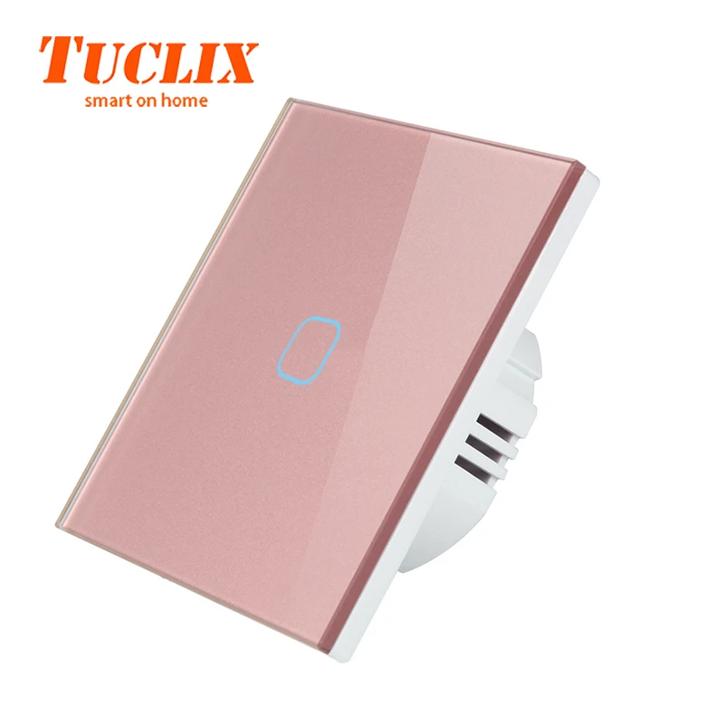 EU-TS-01 Pink Tuclix ЕС/Великобритания 110-240V 1/2/3 1Way настенный сенсорный выключатель светодиодный светильник Сенсорный экран переключатель Стекло Панель переключатель - Цвет: EU-TS-01 Pink