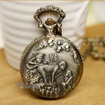 

Large Size Chinese Zodiac Tourbillon Table Retro Necklace Tourbillon Table Bronze Pocket Watch MEN'S Watch WOMEN'S Watch 12 Chin