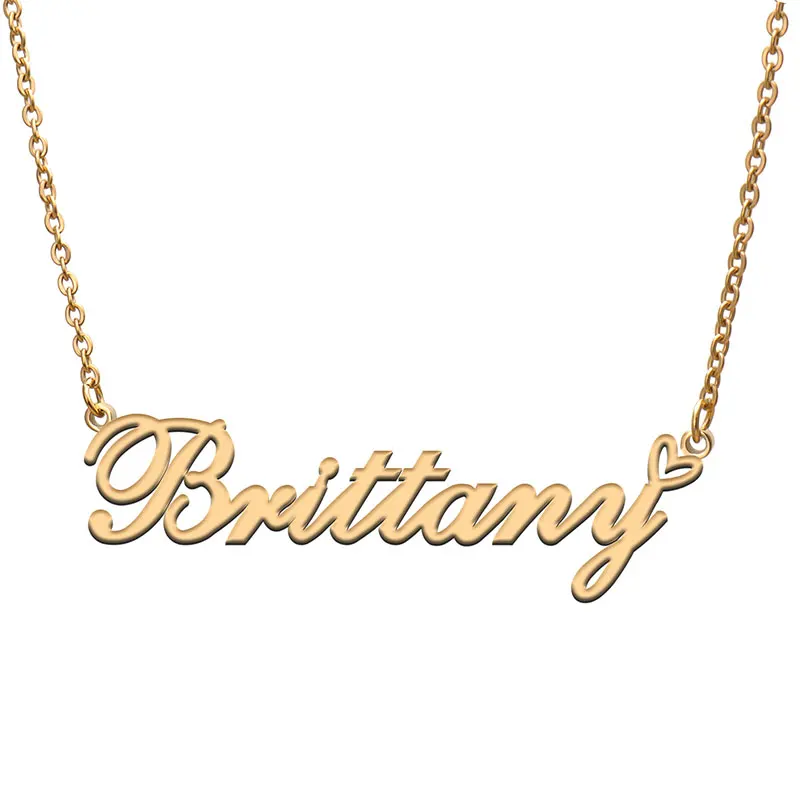 "Brittany" Name Necklace Pendent Sterling Silver chain Personalized Custom 
