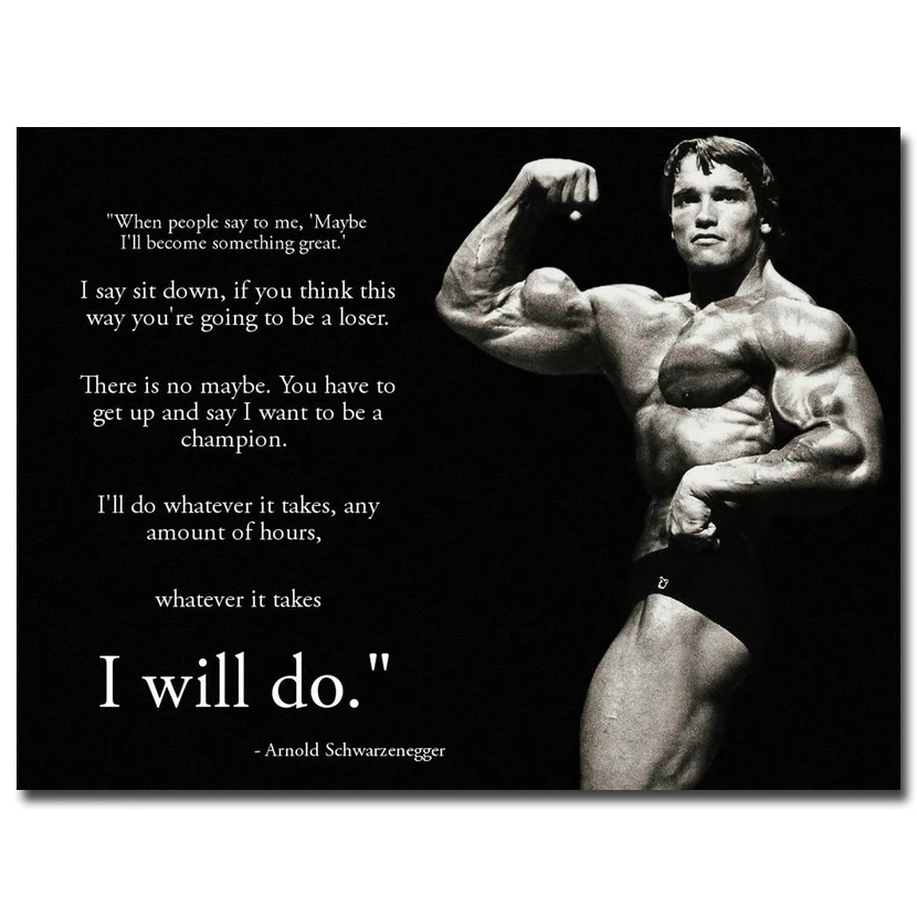 Motivation Arnold Schwarzenegger Quotes Bodybuilder Arnold Schwarzenegger Motivational Quote Art Canvas Painting  Wall Picture Printed Poster Living Room Home Decoration|Painting &  Calligraphy| - Aliexpress