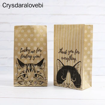 

100 Pcs Kraft Paper Bag Gift Cat Candy Cookies Wedding Packing Bag Birthday Party Favors Small Paper Gift Packaging Goodie Bags