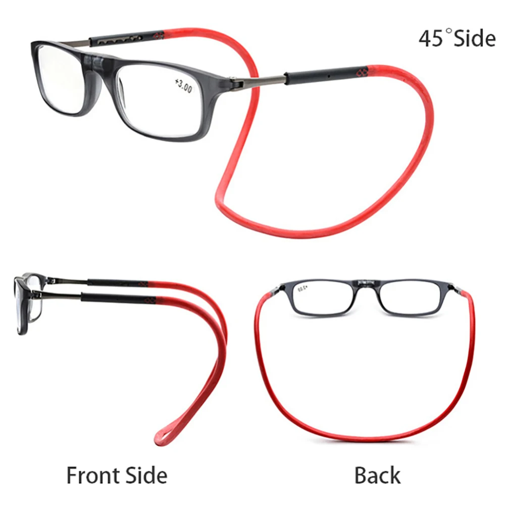 1 шт. 3 цвета pc TR90 Ультра светильник Tr Висячие шеи очки для чтения мужские и женские Складные Магнитные очки для чтения Лидер продаж