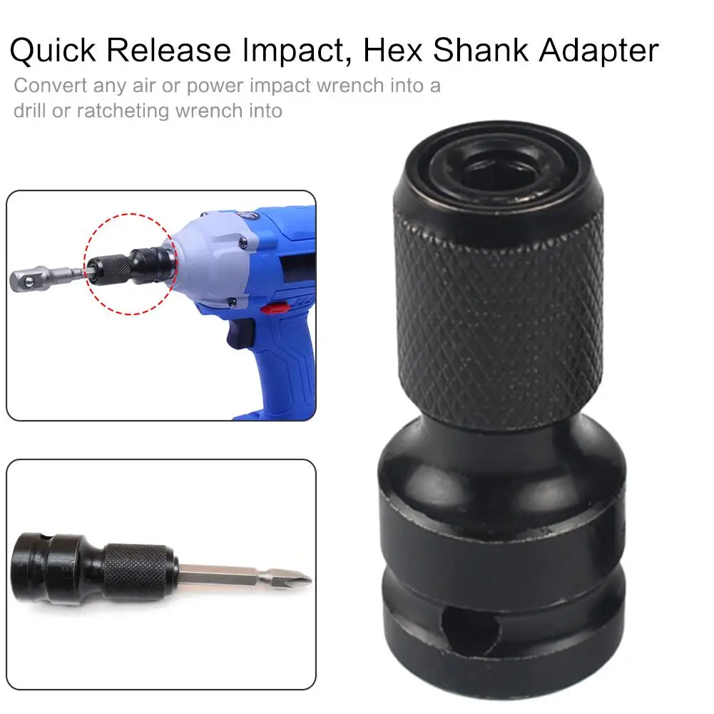 

Hex Shank Power Drill Socket 1/2 Inch Square To 1/4 Inch Hex Socket Adapter Drill Chuck Converter For Quick Release Impact Drill