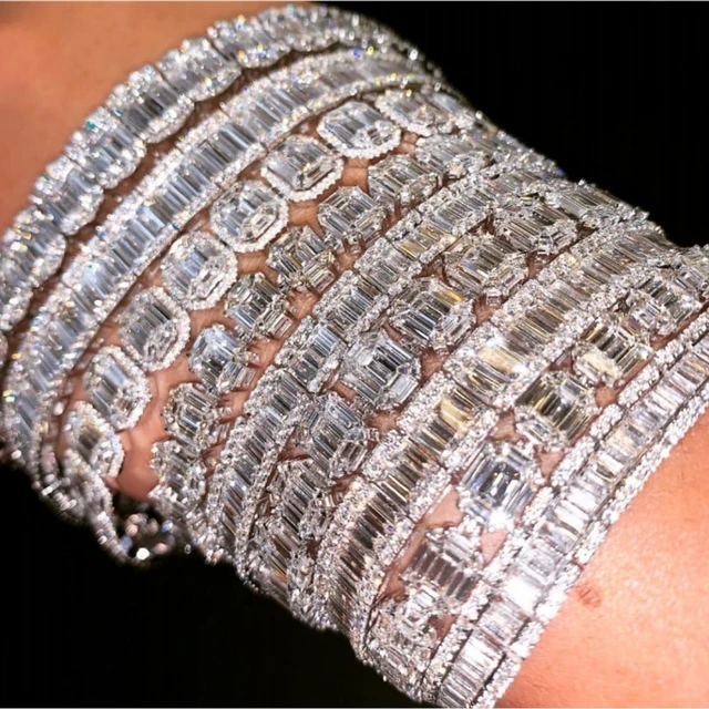 Trendy Lab Diamond Bracelet Bangle White Gold Filled Bijou Party Wedding  Bracelets For Women men Anniversary