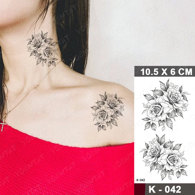 Waterproof Temporary Tattoo Sticker Small Simple Line Flower Flash Tatoo Cute Leaf Finger Wrist Fake Tatto For  Body Art Women 38-K042