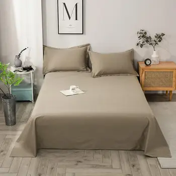 

Bonenjoy 1 pc Cotton Bed Linens King Size lencol cama casal queen Khaki Color Flat Sheets For Double Bed Home Bedding Bedclothes