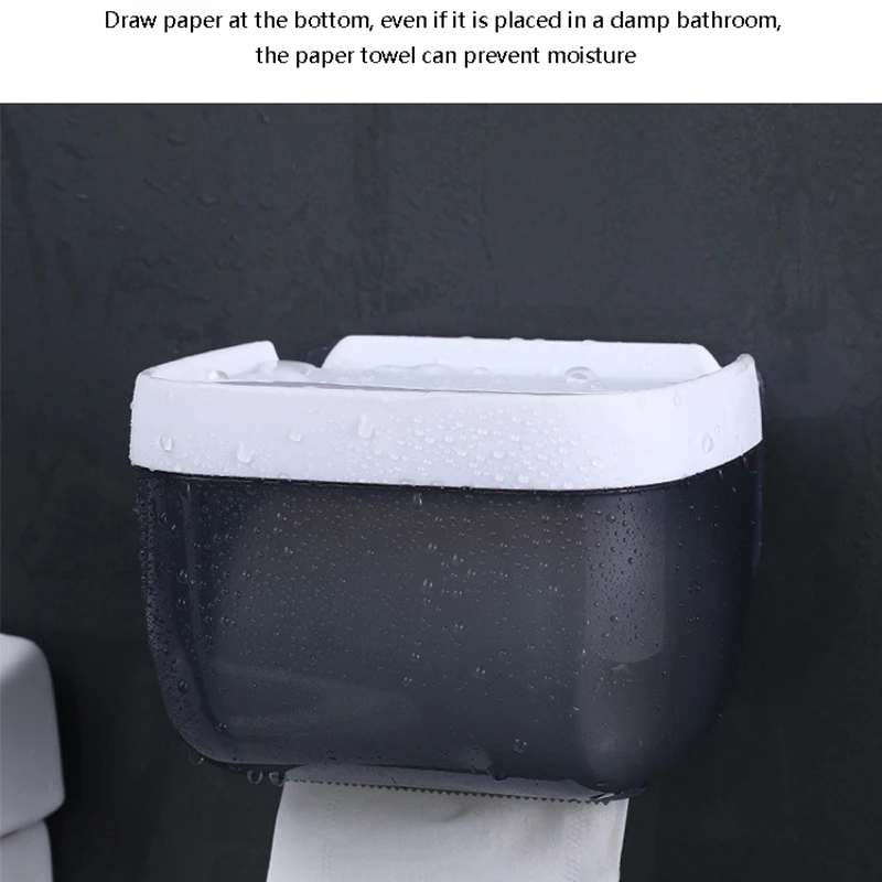 Wall Mount Tissue Holder Bathroom Storage Box Punch-Free Home Supplies Phone Rack Case Toilet Paper Holder Waterproof