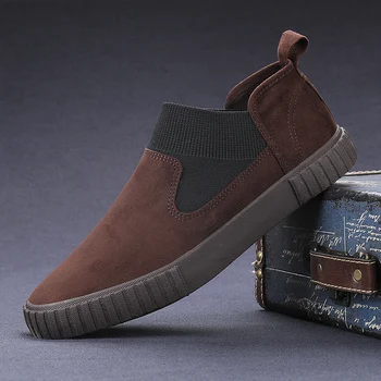 

Spring Men Young Casual Shoes Slip-on Man Casual Sneakers Black Brown Mens Walking Footwear Comfortable Flats Shoes For Mens