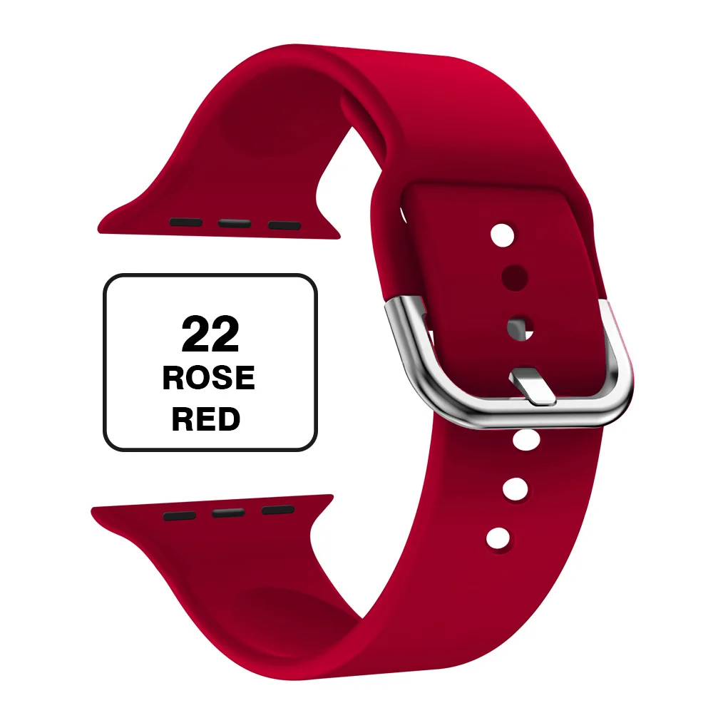 Band for Apple Watch 4 40mm 44mm Soft Silicone Sport Breathable Bracelet Strap for iWatch Series 5 4 3 2 1 correa 38mm 42mm - Цвет ремешка: Rose red