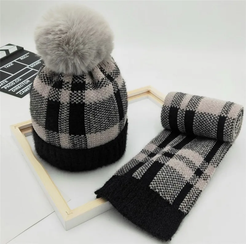 Новая Детская шерстяная шапка из трех предметов, зимний женский шарф, шапка, перчатки с геометрической прострочкой, бархатная Толстая шерстяная шапка для мальчиков и девочек - Цвет: 04