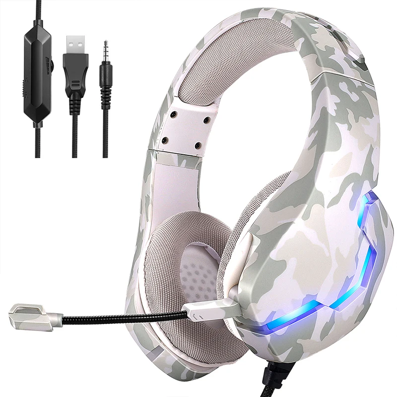 Gaming Headphone for PS5 Wired Glowing Earphone Over Ear Headset Deep Bass Stereo Casque with Mic for PS4 Xbox PC Laptop