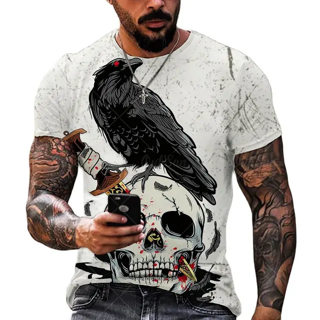 2021 Summer New Men’s 3D Skull Print T-shirt Casual Stylish Breathable O-neck Short-sleeved T-shirt OFSM-01200