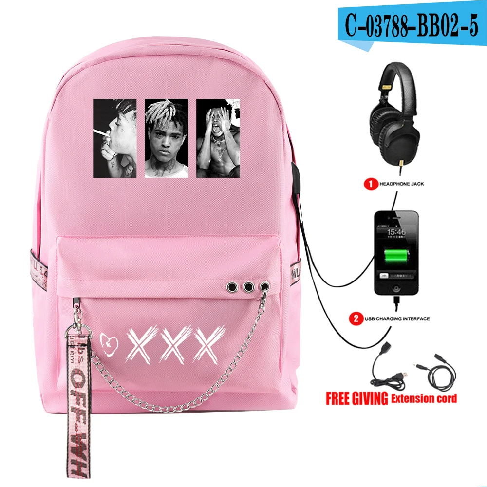 Раппер XXXTentacion Холщовая Сумка с принтом с usb зарядным портом веселый рюкзак в стиле хип-хоп для подростков школьный стиль крутые холщовые рюкзаки