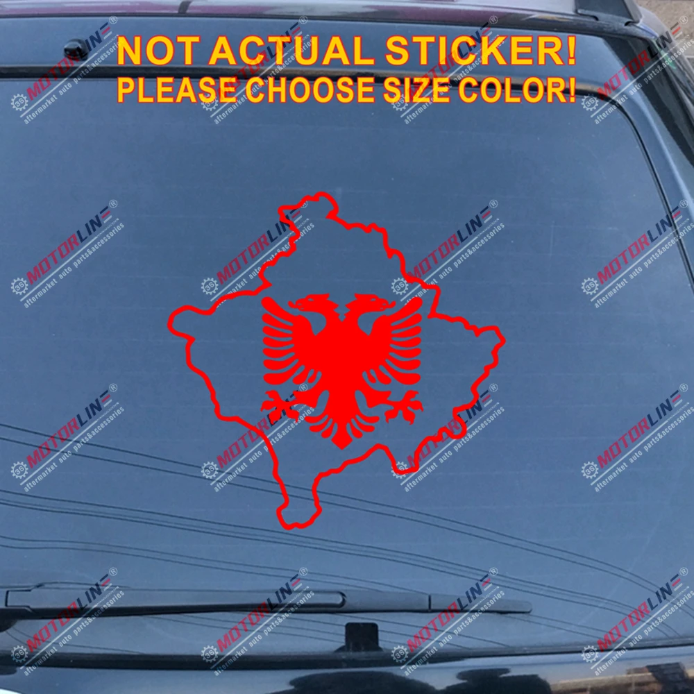 Косовская карта Албания двуглавый орел наклейка автомобиля винил выберите размер и цвет - Название цвета: Красный