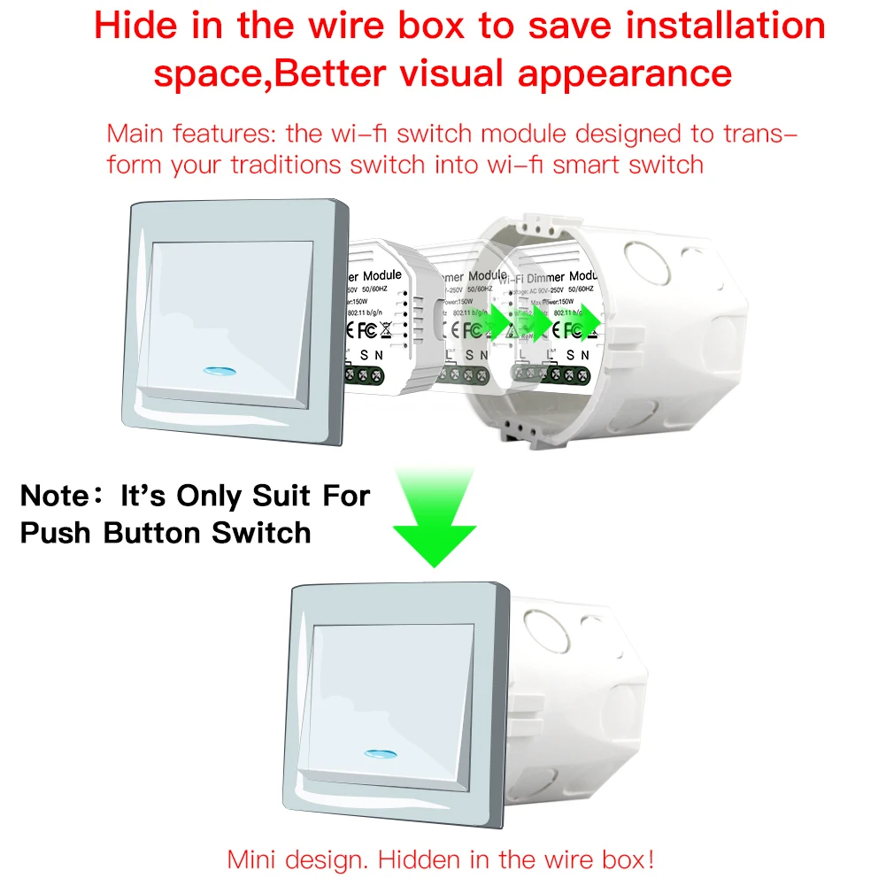 DIY умный WiFi светильник светодиодный диммер Smart Life/Tuya APP пульт дистанционного управления 1/2 переключатель, работает с Alexa Echo Google Home