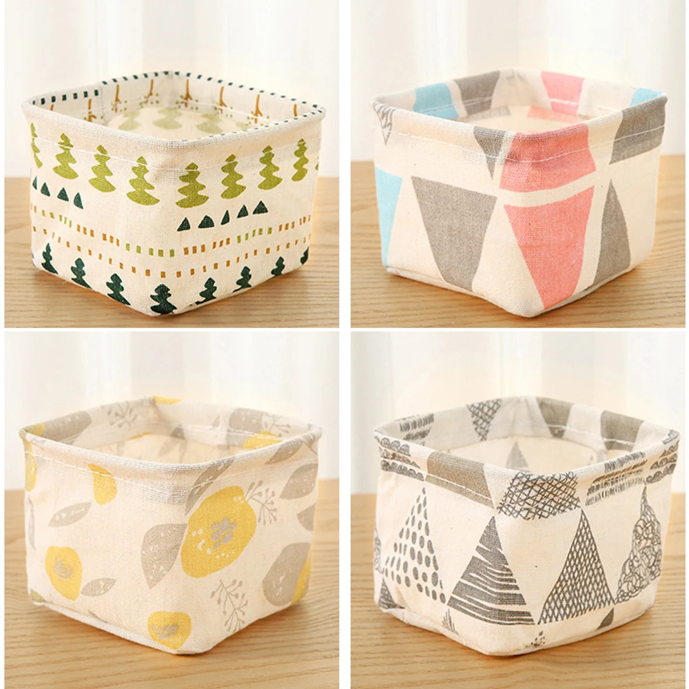 

Foldable Container Linen Square Case Home Decor Desktop Storage Basket Sundries Toy Storage Box Cosmetic Book Organizer
