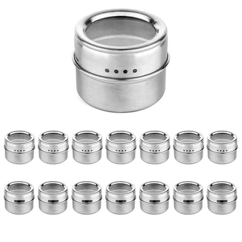

Magnetic Spice Jar With A Strong Transparent Top Cover. Stainless Steel Round Storage Spice Jar, Shake Or Flip, Magnetic Can, Ma