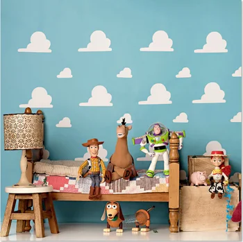 

8x8FT Cute Toys Party Dog Woody Toy Story Abstract Blue Sky Wall Room Custom Photo Studio Background Backdrop Vinyl 10x10 10x12