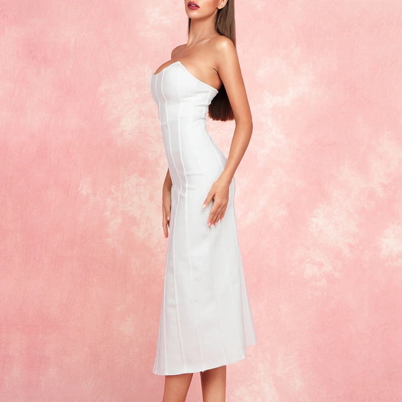 INDRESSME летнее Новое модное сексуальное женское платье без бретелек без рукавов облегающее платье с Повязкой Вечерние Клубное платье без спинки популярное платье