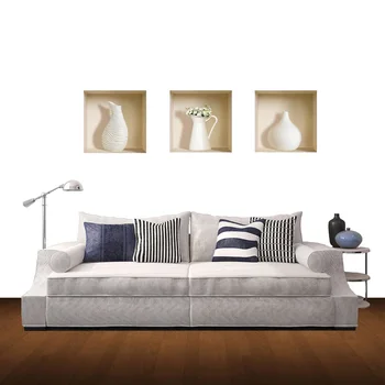 

2PC/3PC/5PC Art Magic 3D Vase Murals Removable Wall Sticker Decals DIY White for Living Room Bedroom Sofa Home Decor