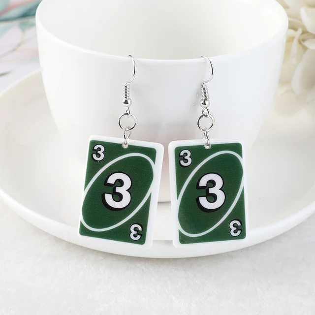 1Pair Drop Earrings  Magic Poker Game Card Crafts Dangle Acrylic Jewelry for Children and Woman 3