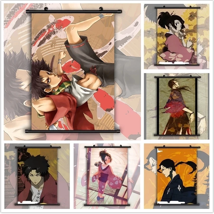 Настенное искусство Картина на холсте Amurai Champloo Mugen Jin Kasumi ПВХ свиток подвесная