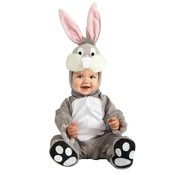

Baby Boys Girls Grey Rabbit Cartoon Animals Cosplay Costumes Kid Christmas Halloween Jumpsuit Newborn Infant Photography Prop