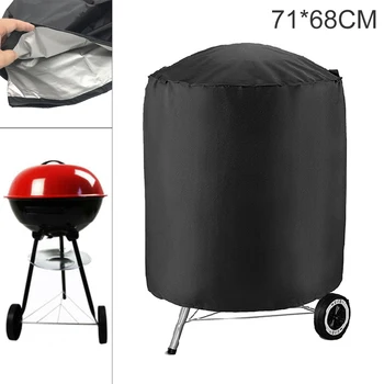 

Dust Covers 71 x 68cm / 71 x 70cm 210D Oxford Fabric Black Round Waterproof Dustproof Outdoor Garden BBQ Grill Fire Pit Cover