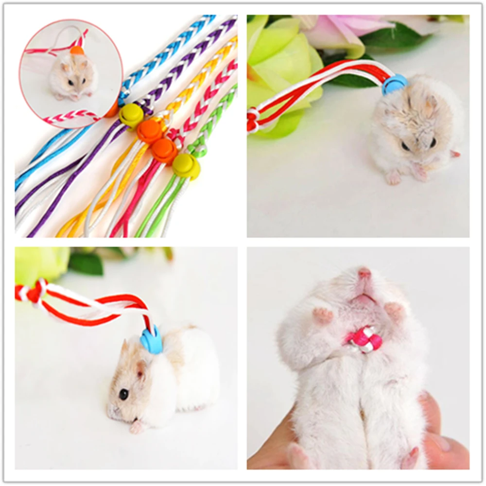 1.4m/4.6ft Adjustable Pet Hamster Harness Rope Gerbil Woven Cotton Harness Leash Collar for Rat Mouse Rabbit Squirrel Pet