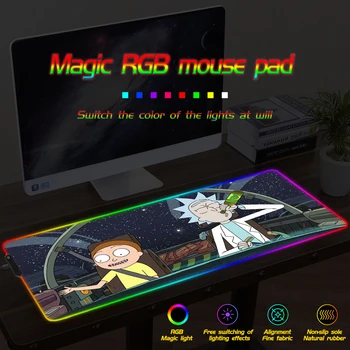 

FFFAS Anime Ricka and Morty Large RGB LED Color USB Wired Lighting Gaming Gamer Colorful Mouse Pad for Laptop Computer Desk Mat