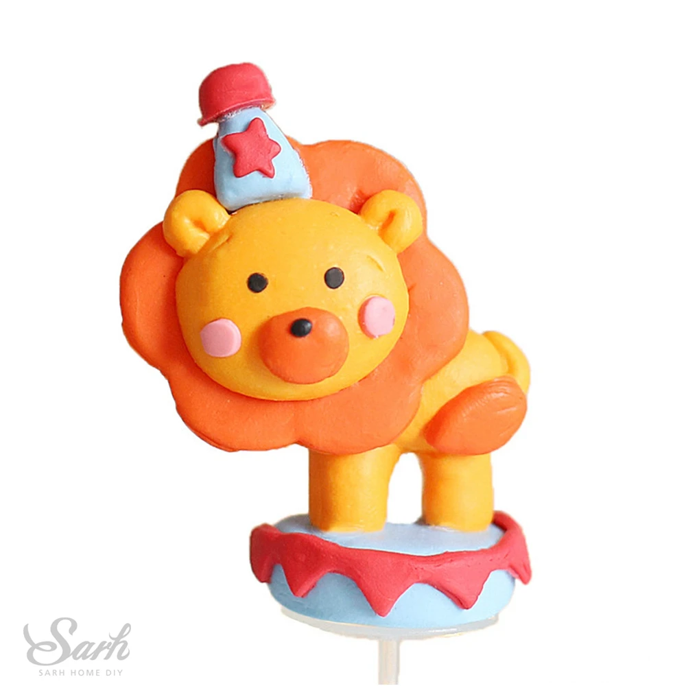 Lion Elephant Circus Clown Cake Toppers Windmill Boy Girl Birthday Party Supplies Straw Bow Kid Baking Dessert Love Gifts