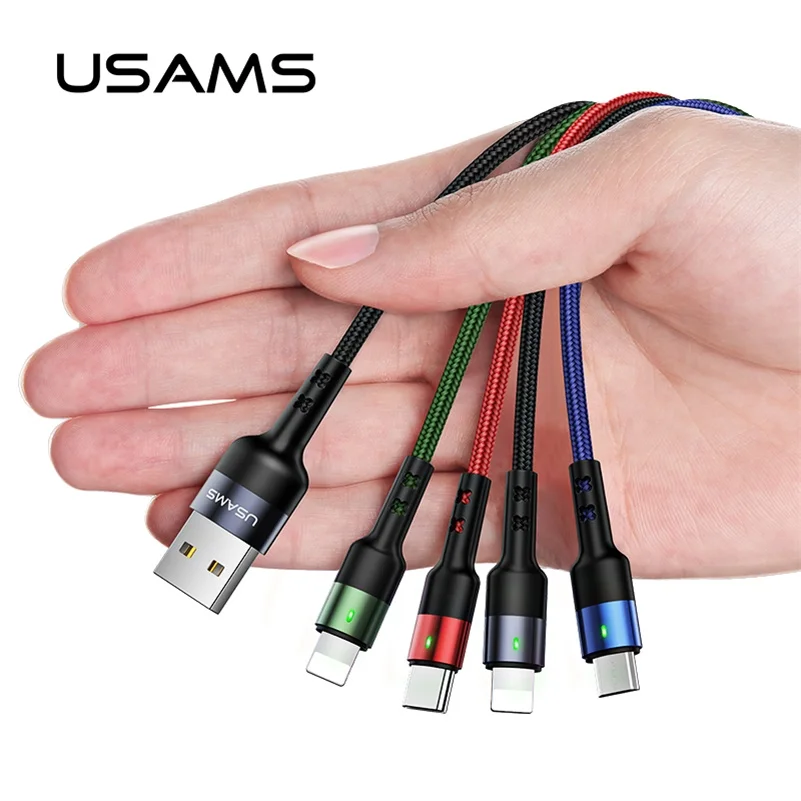Usb-кабель USAMS 4 в 1 для iPhone 8 Samsung huawei xiaomi зарядное устройство телефона с разъемом