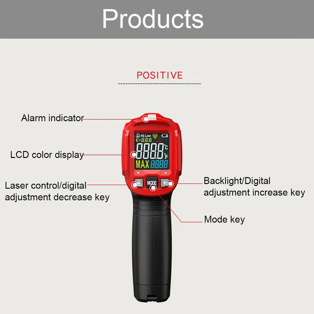 Ht650 Infravörös Hőmérő Lcd Lézerhőmérséklet Páratartalommérő Hőmérséklet Mérőberendezés Pyomer Lézer Higrométer - Image 6