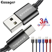 Кабель Essager 1/2m 3A usb type-C кабель для мобильного телефона type-c для Xiaomi mi 9 8 Red mi samsung S10 S9 шнур для быстрой зарядки и передачи данных