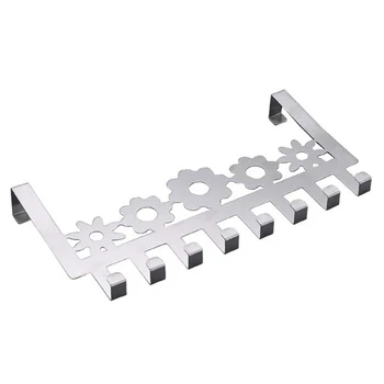 

New Over The Door 8 Hooks Rack Stainless Steel Flower Hanger Storage Holder Hanging Coat Hat Robes Clothes Towels Belt Bathroom