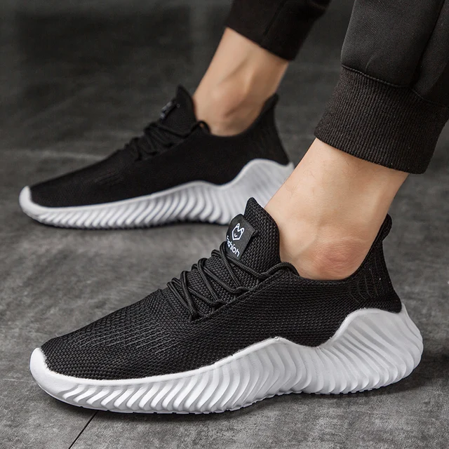 Men Sneakers Men Shoes Lightweight Running Shoes Sports Mens Athletic Shoes Solid Black White Gray Big Size 39-47 5