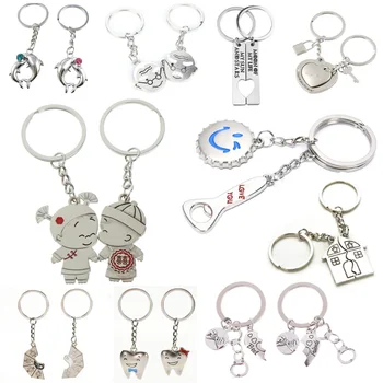 

2pcs Couple Keychain Valentine's Day For Lover Zinc Alloy Wedding Favor Best Gift For Girl Friend Wife