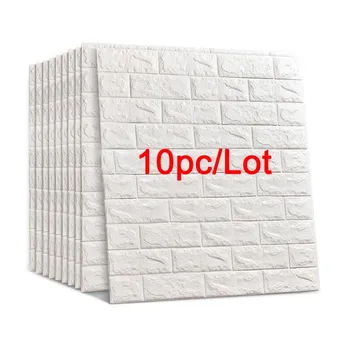 

10PCS Self adhesive Waterproof TV Background Brick Wallpapers 3D Wall Sticker Living Room Wallpaper Mural Bedroom Decoraing room