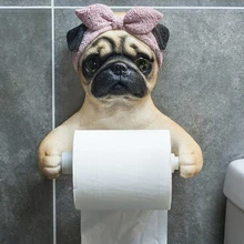 Декоративная резиновая Мопс Собака коробка для рулона салфеток держатель прочный ванная комната животное леди собака настенный туалет бумажная канистра