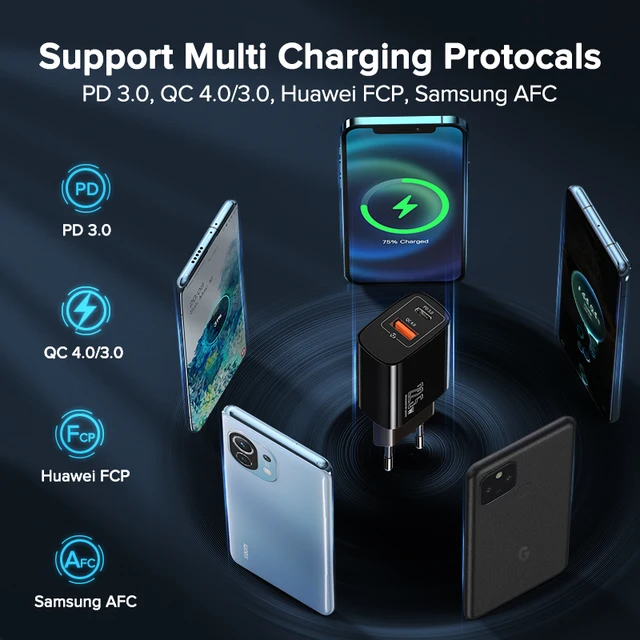 QOOVI Dual USB Type C PD 20W Charger 5A Fast Charging Wall Adapter Quick Charge 4.0 QC For iPhone 13 12 Xs Huawei Xiaomi Samsung 5