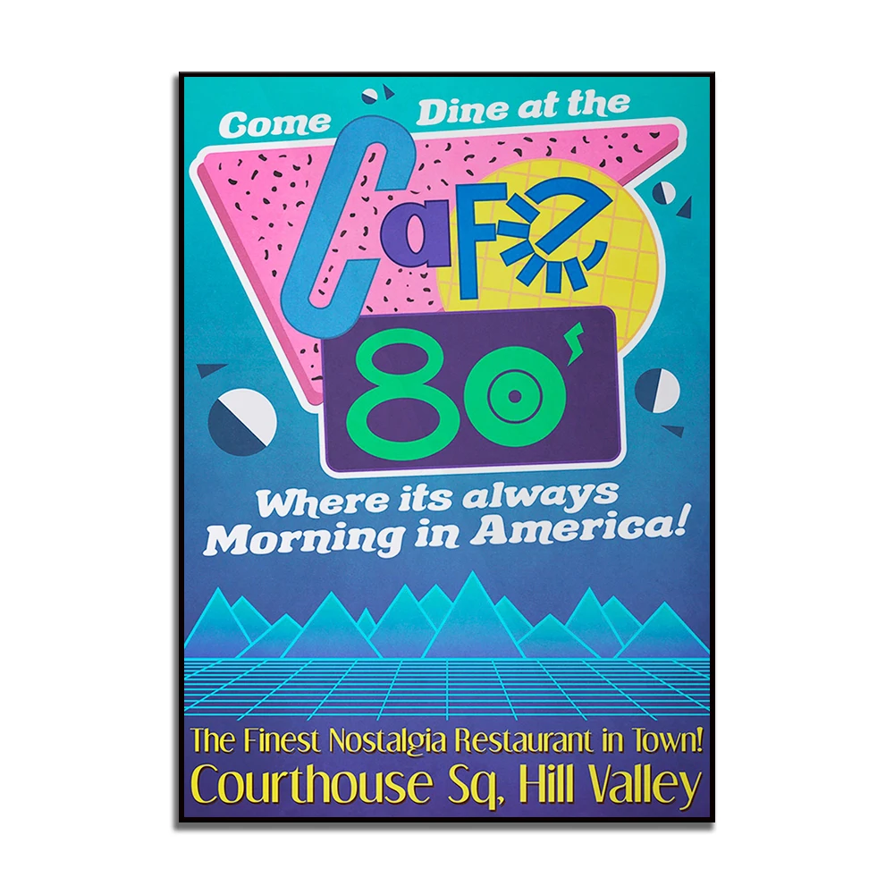 Póster de la película de los años 80 de Back to the Future Cafe con impresión de logotipo: regalo de arte mural alternativo