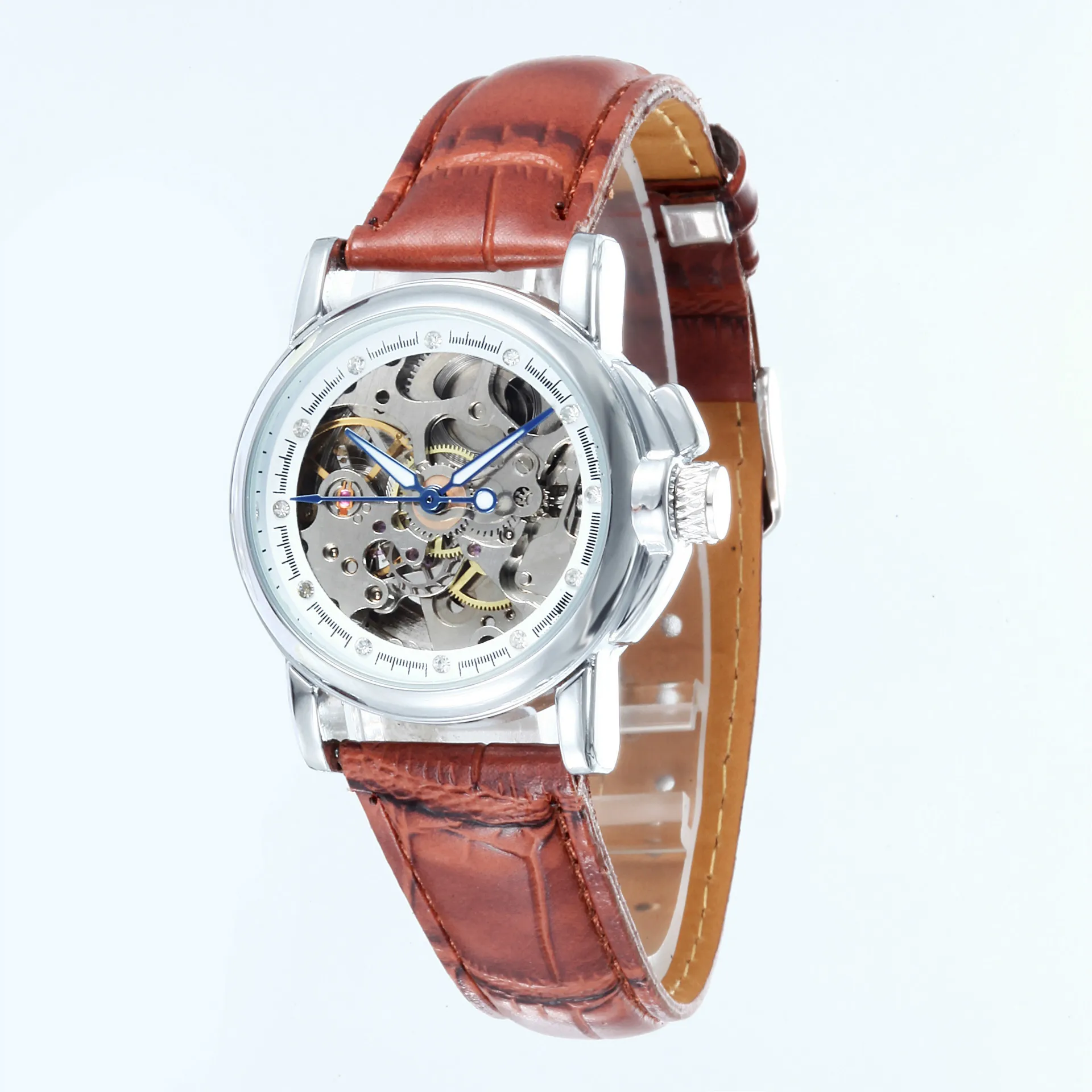 

Gao'er Brand Table Leather Watch Fully Automatic Machinery Hollow out Business Retro Watch