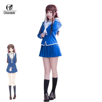 

ROLECOS Anime Fruits Basket Cosplay Costume Honda Tooru Costume Blue Japanese JK School Uniforms for Women Cosplay Costume