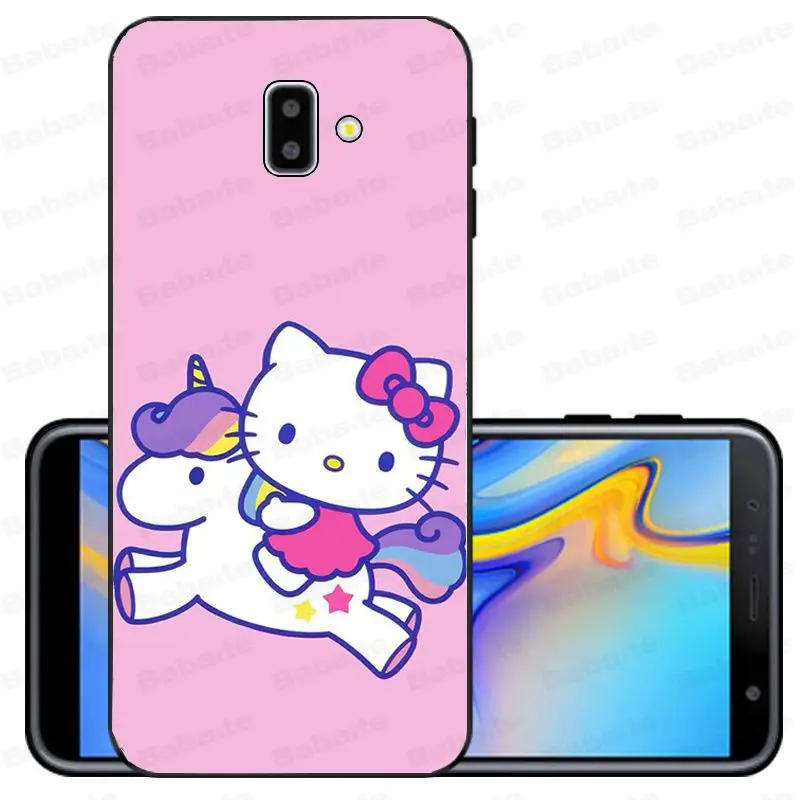Чехол для galaxy j6 hello kitty Мягкий силиконовый черный чехол для телефона samsung galaxy j6 plus A6 A8 A9 A10 A30 A50 мобильные телефоны