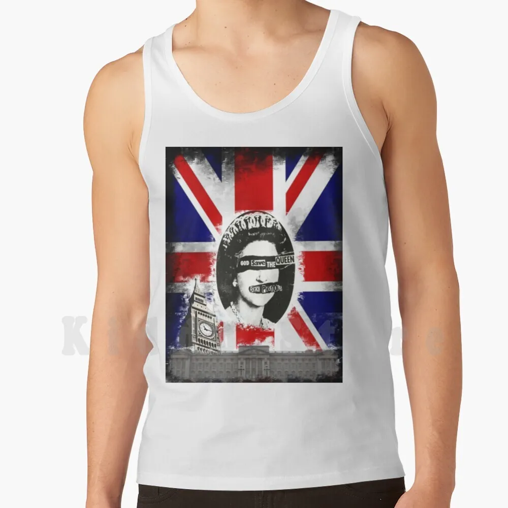 Stampa Inghilterra, Dio Salva La Regina Canottiere Gilet 100% Cotone Inghilterra Dio Salva La Regina Pistole Sexy Regina Dio Inglese