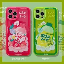 

Kawaii Japanese Summer Cartoon Fruit Drink Phone Case For iPhone 12 11 Pro Max X Xs Max Xr 7 8 Plus SE 2020 Cases Soft TPU Cover
