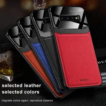 

50pcs/lot Organic PC Back Protector Phone Case For Samsung Galaxy S8 S9 S10 Plus S10E Note 8 9 10 Pro Leather Grain Cover