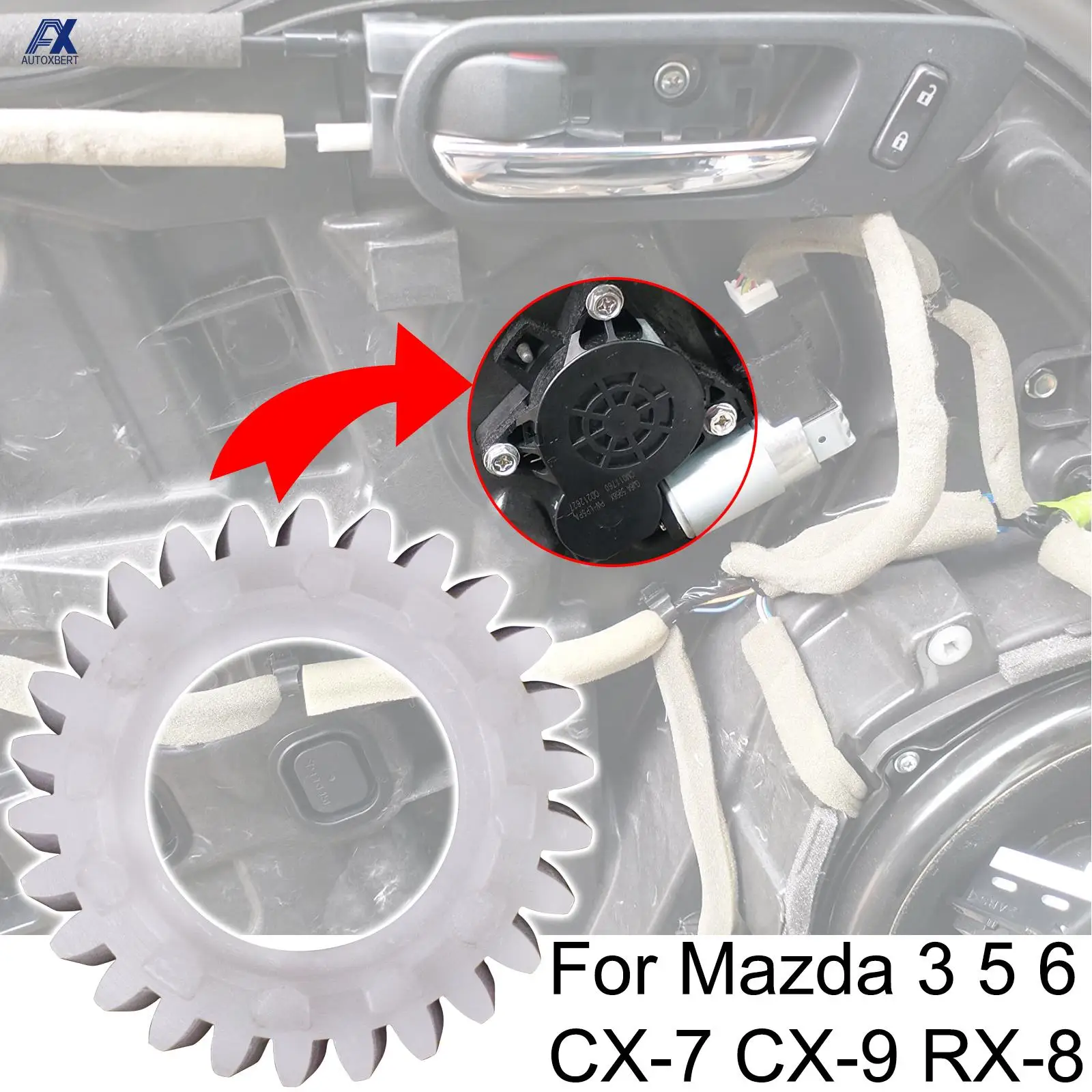앞뒤 왼쪽 오른쪽 윈도우 레귤레이터 모터 기어 조정 내구성, MAZDA 3 BK 2003 - 2009 5 II CR 6 GG GY CX-7 CX-9 RX-8