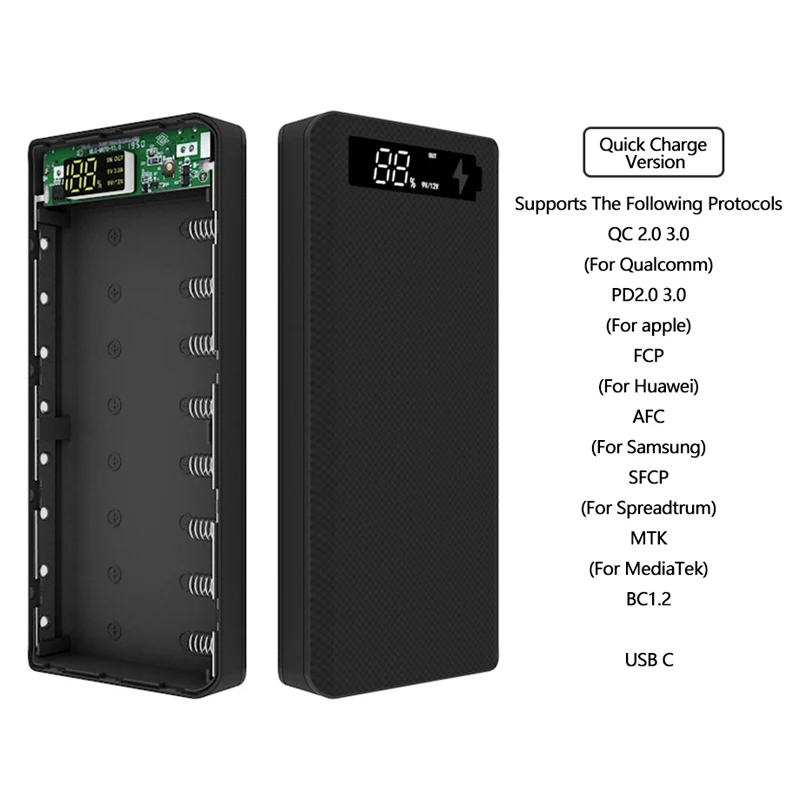 Двойной USB 8*18650 блок питания мобильный телефон быстрая зарядка DIY корпус 18650