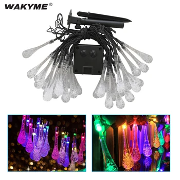 

WAKYME 20 LED Water Drop Solar Light Post Colorful Warm Cold Light Party Festival Lawn Path Room Decor Bunches Light